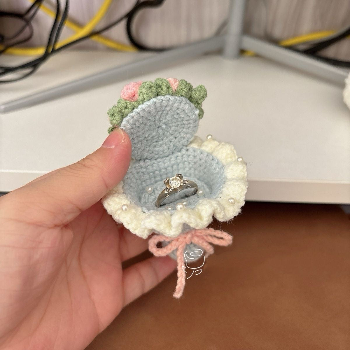 Crocheted Handcrafted Mini Bouquet Ring Box